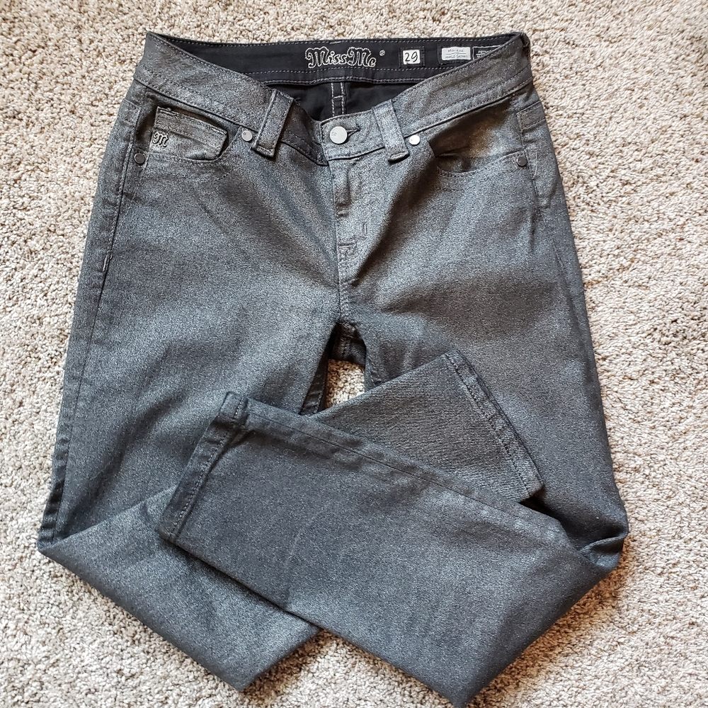 Miss Me Ankle Skinny, Sz 29, Metallic Grey Jean